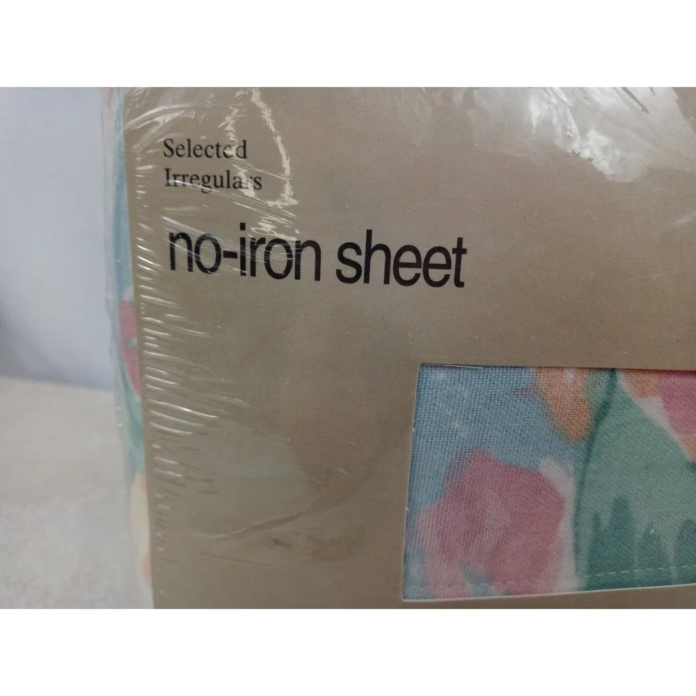 NOS Vintage Westpoint Stevens King Flat Sheet‎ Cotton Flannel Floral Irregular